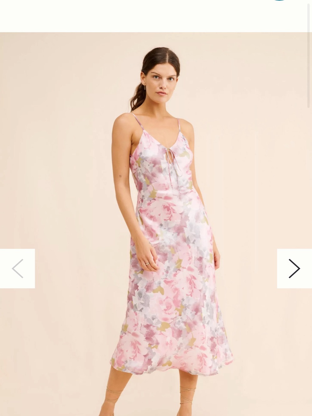 If By Sea metallic Floral Pink Slip Midi Dress Anthropologie